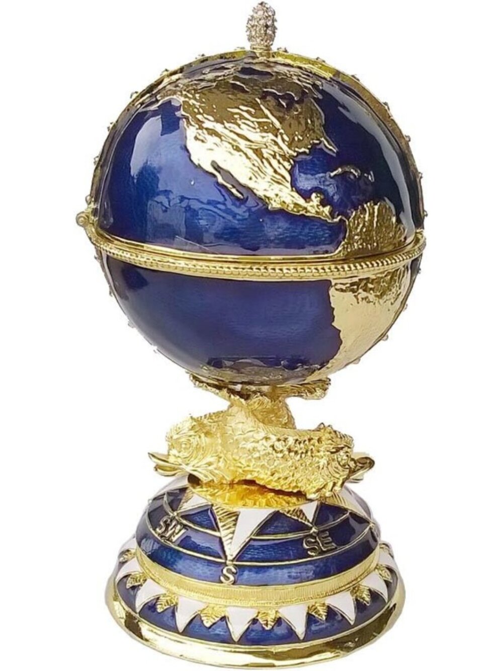 Hand-Painted Decorative Faberge Egg Trinket Box | Hinged Lid Jewelry Holder